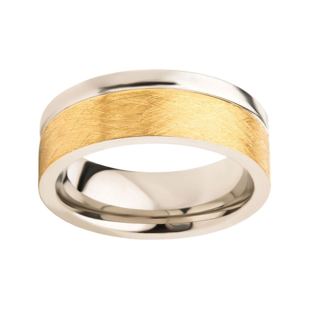 Steel with Brushed Gold IP Comfort Fit Ring Sale