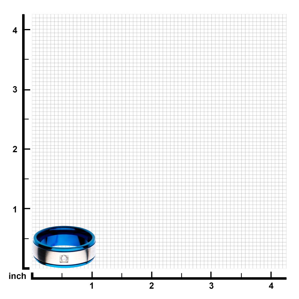 Steel & Blue IP with Clear CZ Polished Ring Sale