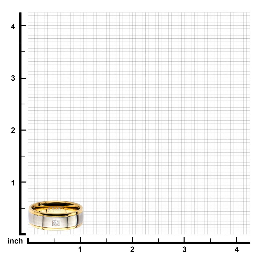 Steel & Gold IP with Clear CZ Polished Ring Sale