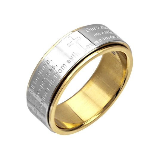 Gold IP Center Lord's Prayer Spinner Ring