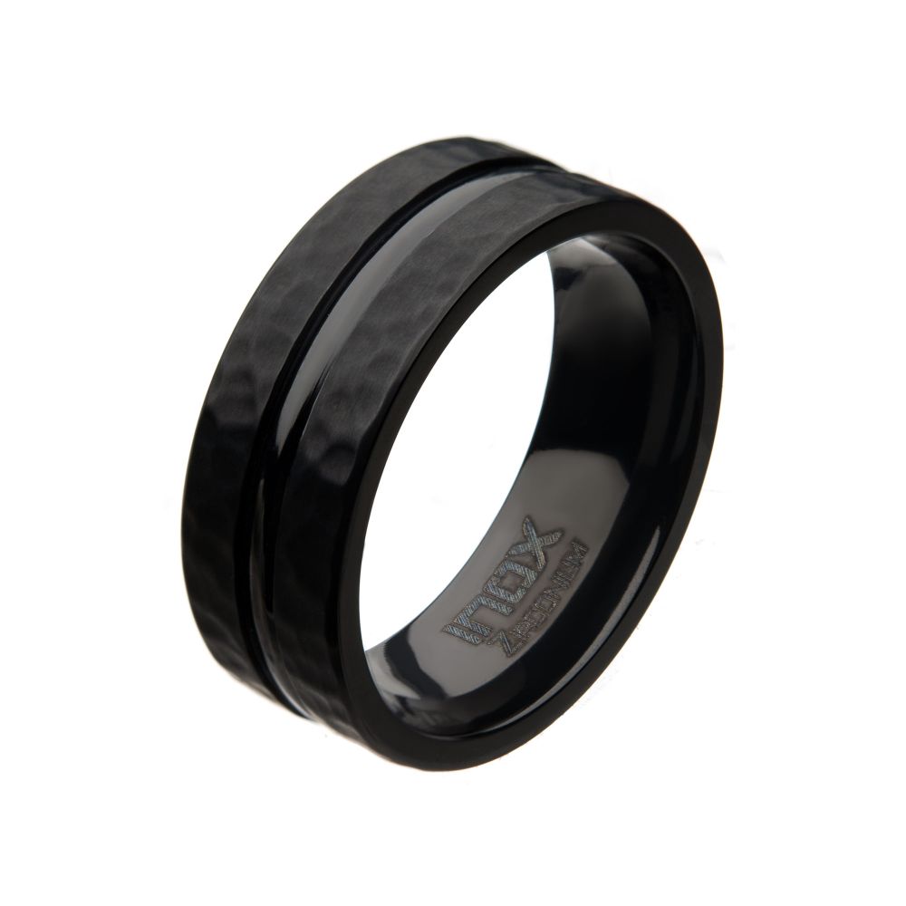 Black Zirconium Hammered Rings Sale