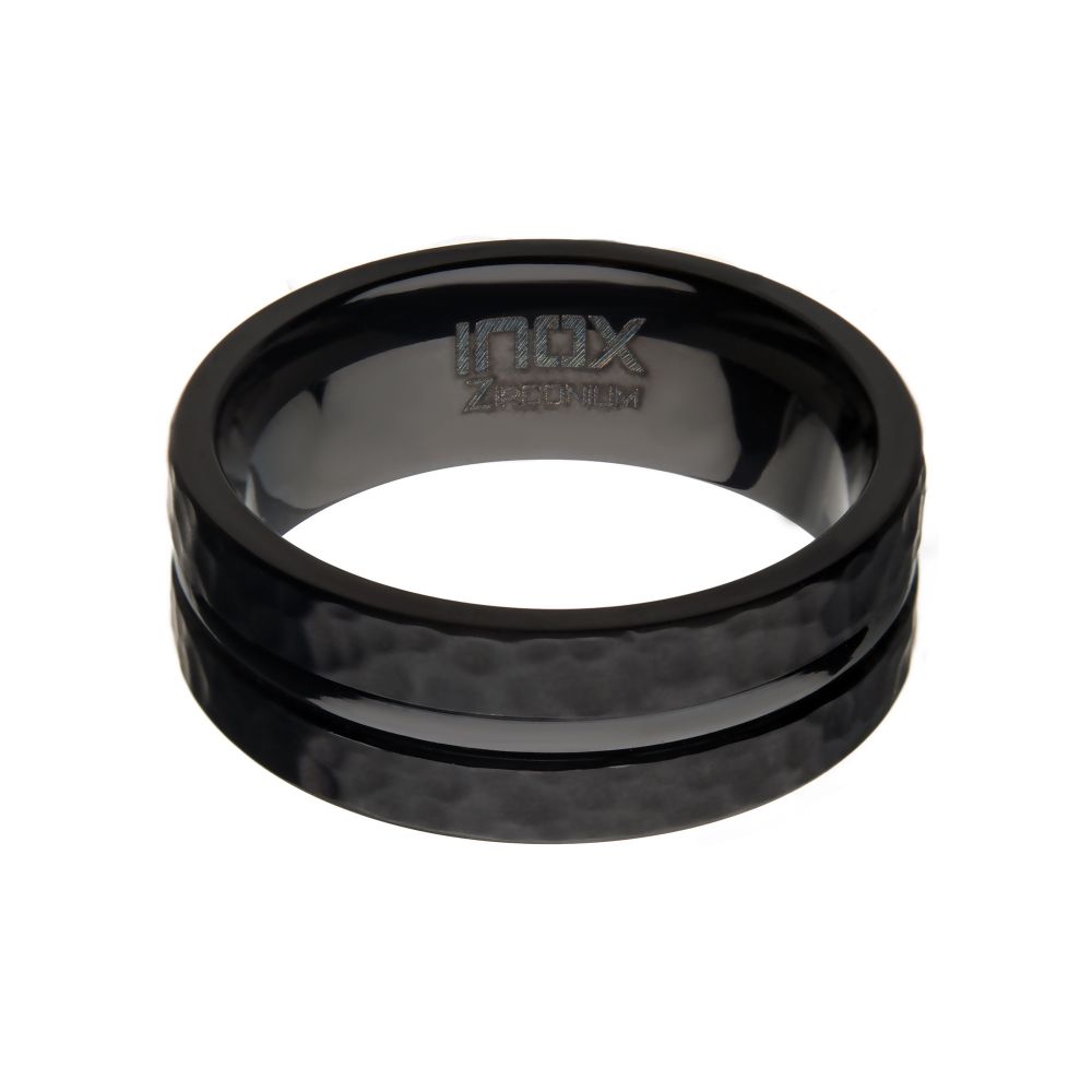 Black Zirconium Hammered Rings Sale