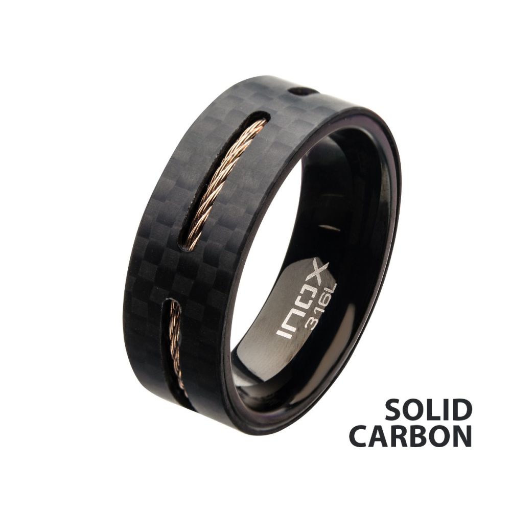 Solid Carbon Cable Inlay Ring Sale