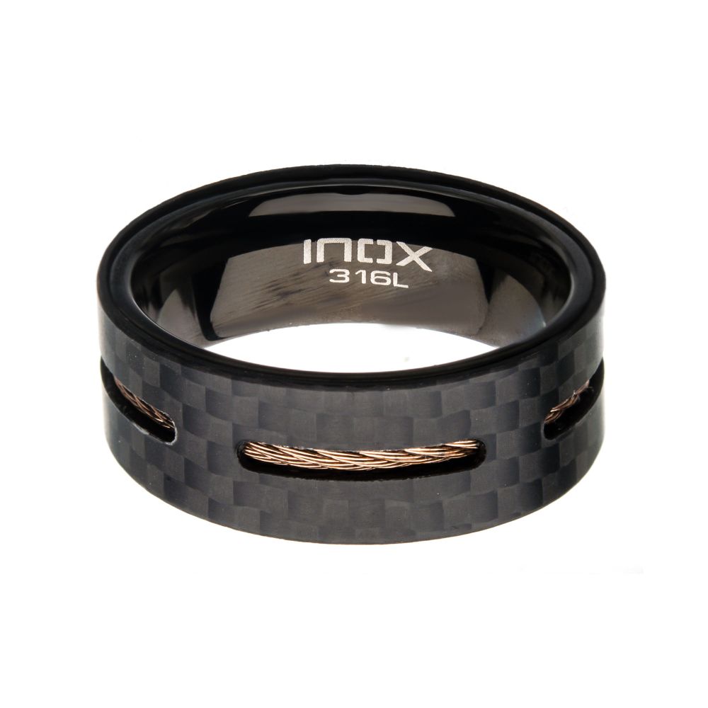 Solid Carbon Cable Inlay Ring Sale