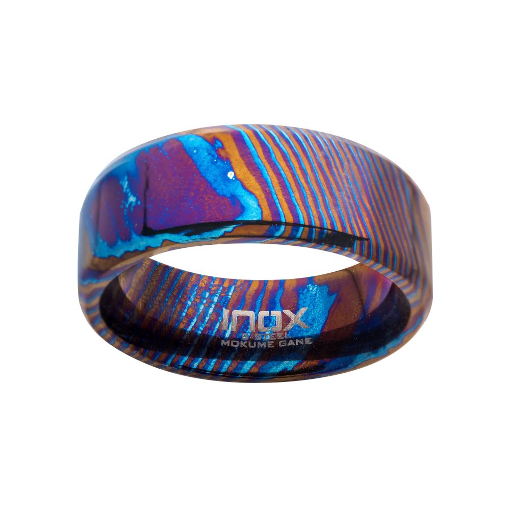 Woodgrain Pattern Mokume Gane Inlay Titanium Ring