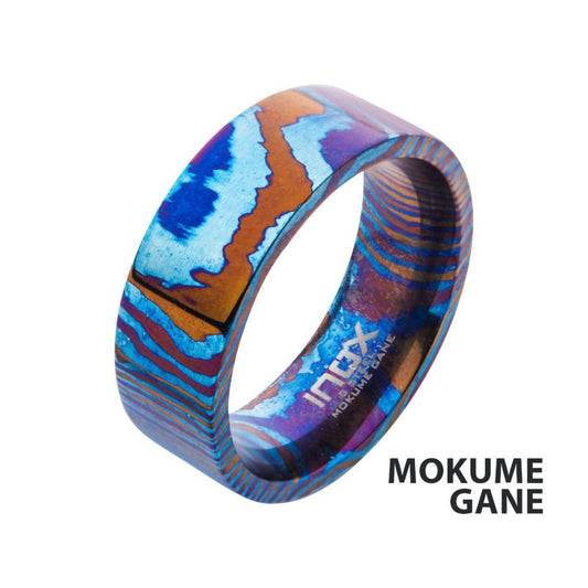 Raindrop Pattern Mokume Gane Inlay Titanium Ring