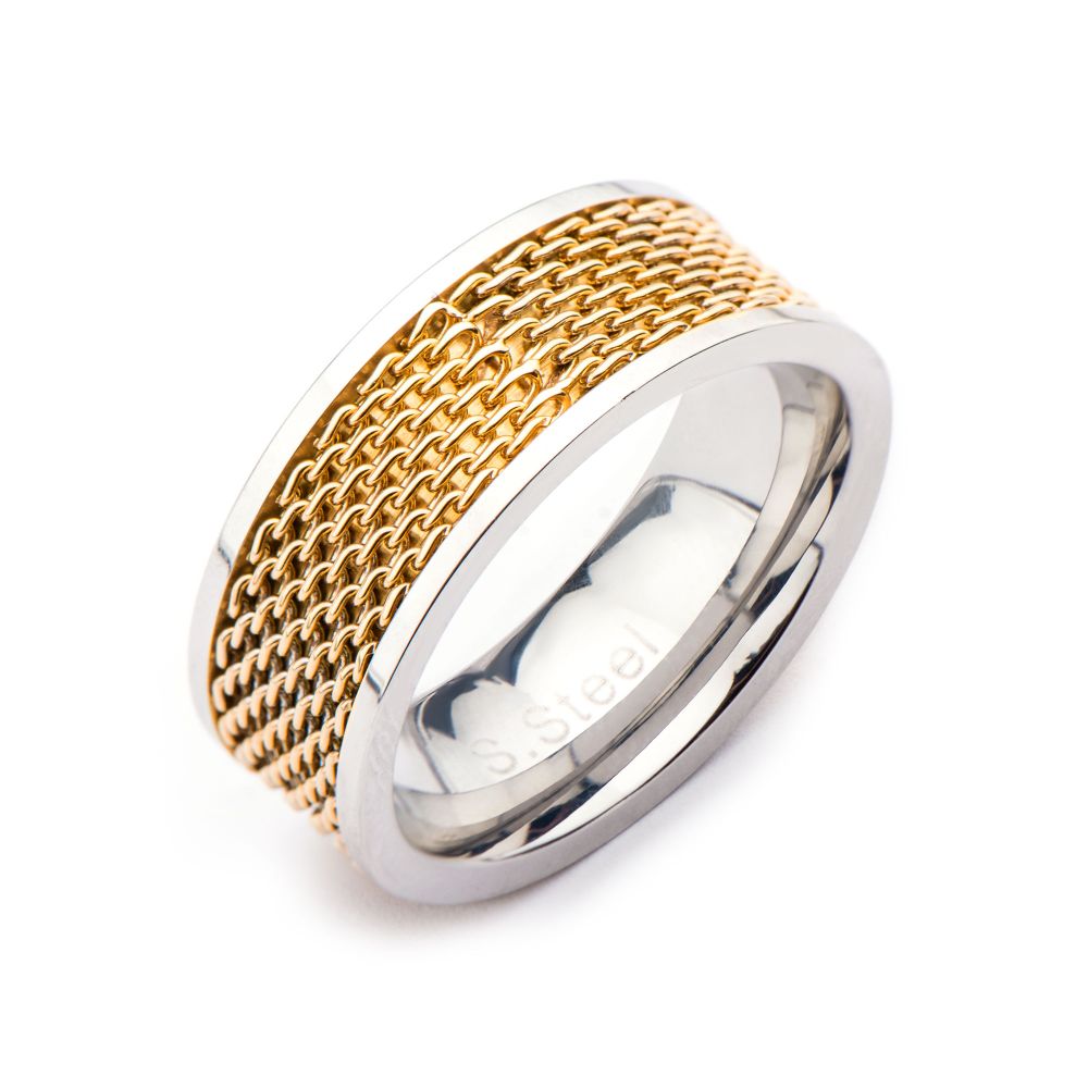 Stainless Steel Two Tone Mesh Ring Sale