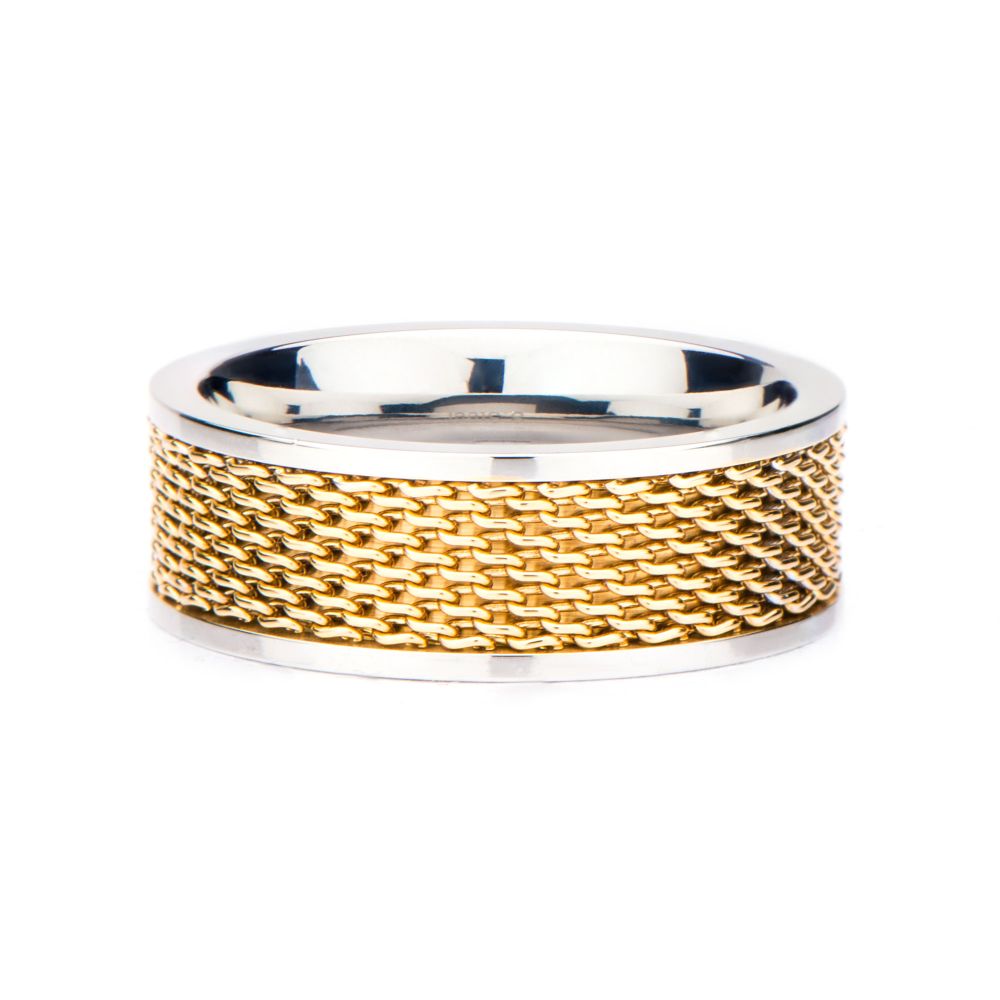 Stainless Steel Two Tone Mesh Ring Sale