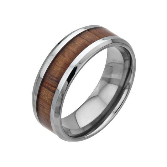 Wood Inlayed Titanium Ring Sale