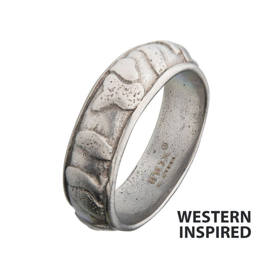 7mm Matte Steel 3D Canyon Pattern Ring Sale