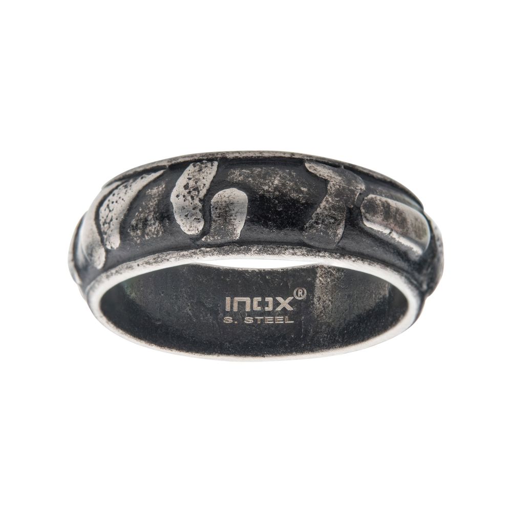 7mm Gun Metal IP 3D Canyon Pattern Ring Sale