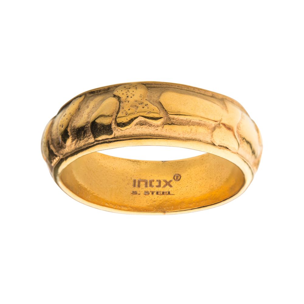 7mm Gold IP 3D Canyon Pattern Ring Sale