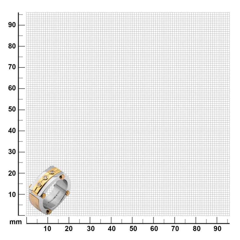 0.02 Carat Clear Genuine Diamond Gold IP Steel Intricate Carved Pattern Ring Sale