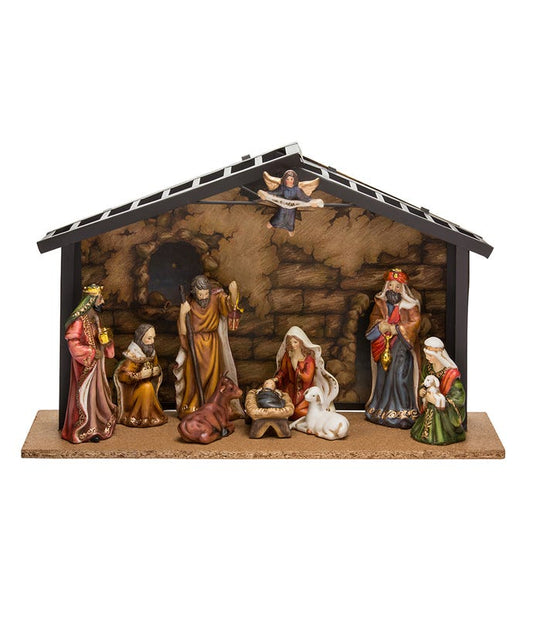 Porcelain Nativity Set With Stable