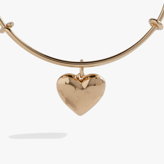 Gold Metal Heart Charm Bangle