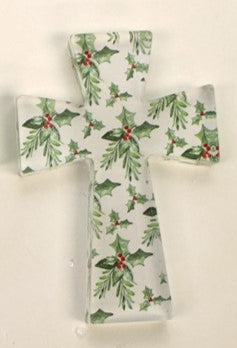 Cutout Acrylic Cross, Red & Green Patterns - 2x.5x3"
