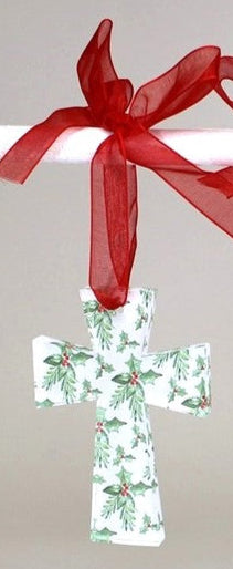 Cutout Acrylic Cross Ornament, Red & Green - 3x.3x4"