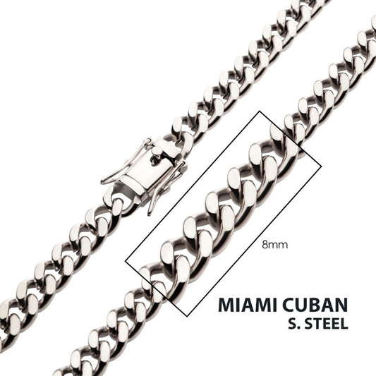 8mm Steel Miami Cuban Chain Necklace Sale