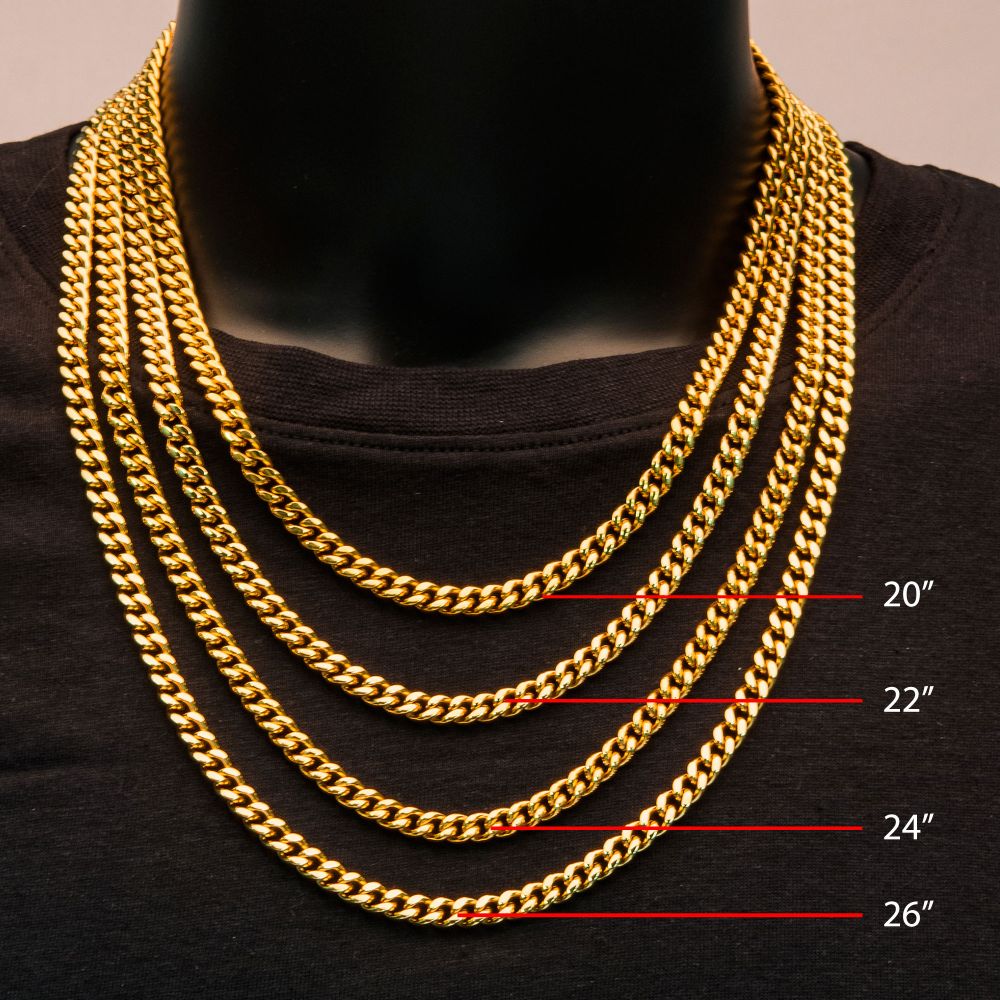 8mm 18Kt Gold IP Miami Cuban Chain Necklace Sale