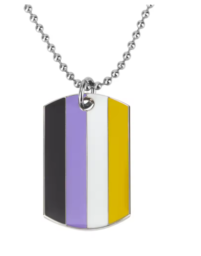Equality Non Binary Flag Dog Tag Necklace
