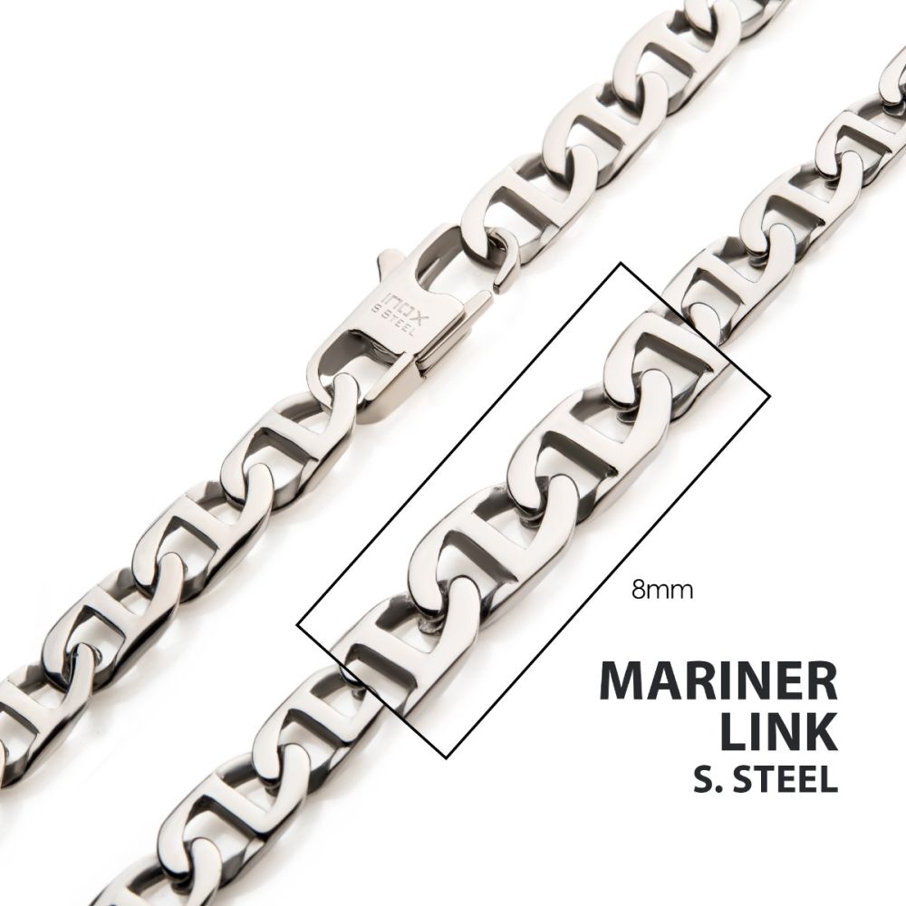 8mm Steel Mariner Link Chain Necklace Sale