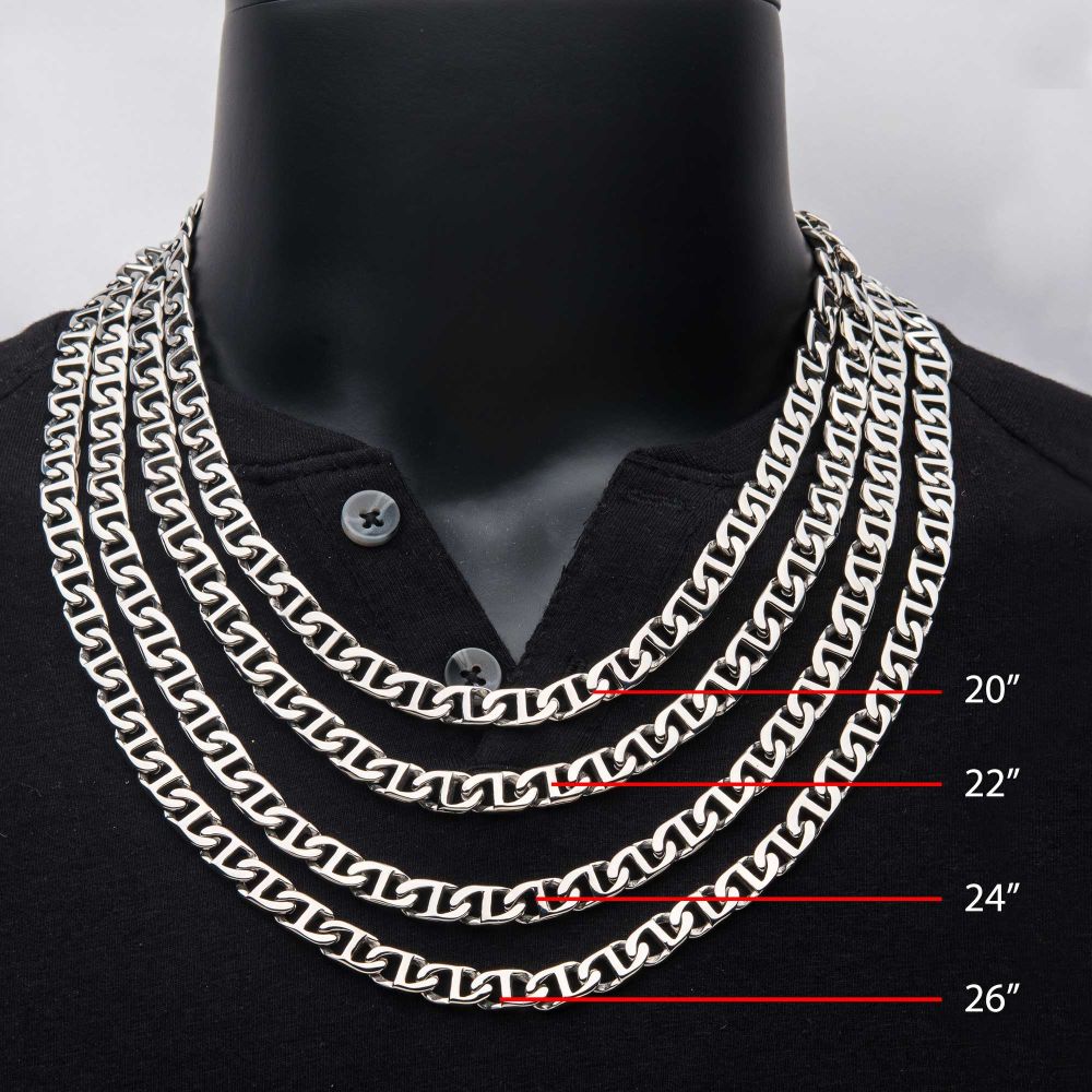 8mm Steel Mariner Link Chain Necklace Sale