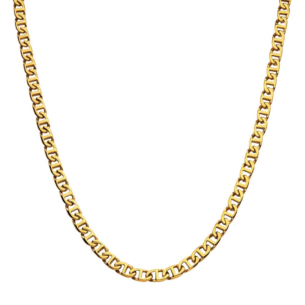 8mm 18Kt Gold IP Mariner Link Chain Necklace Sale