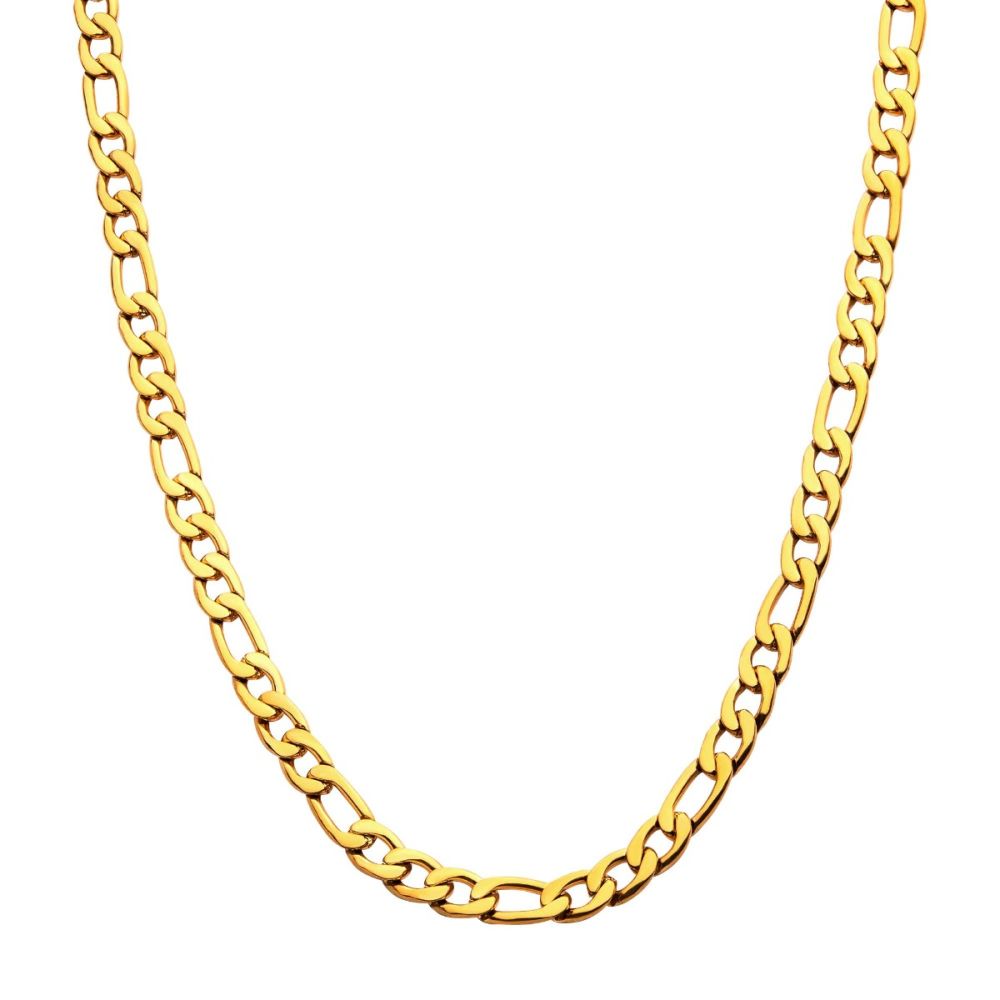 4mm 18Kt Gold IP Figaro Chain Necklace Sale