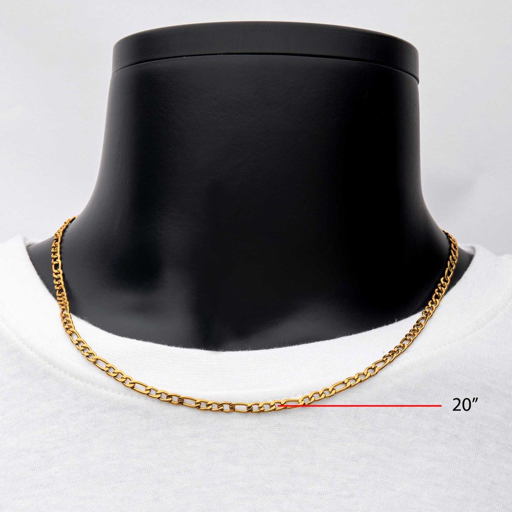 4mm 18Kt Gold IP Figaro Chain Necklace Sale