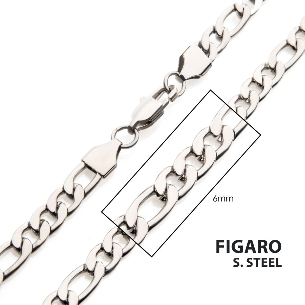 6mm Steel Figaro Chain Necklace Sale