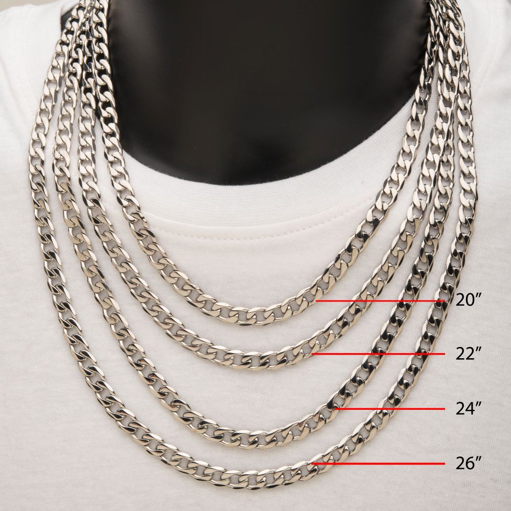 8mm Steel Bevel Curb Chain Necklace