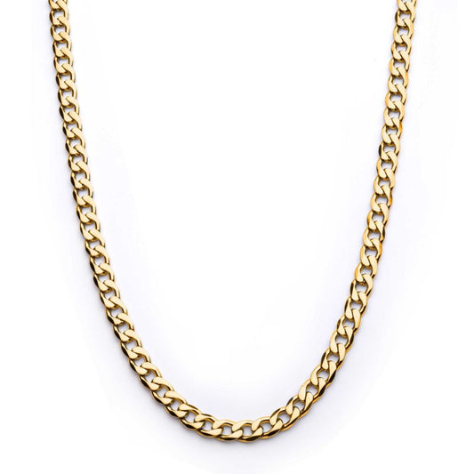 8mm 18Kt Gold IP Bevel Curb Chain Necklace