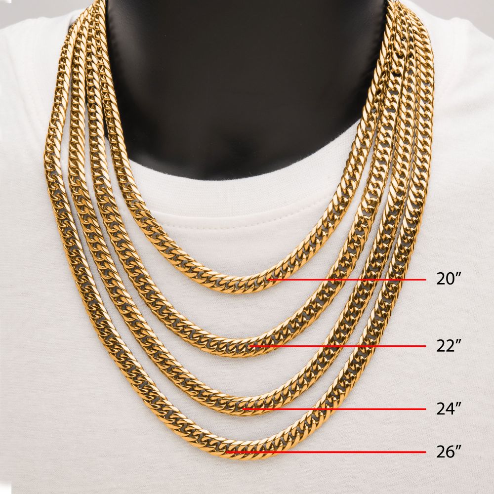 8mm 18Kt Gold IP Dome Curb Chain Necklace