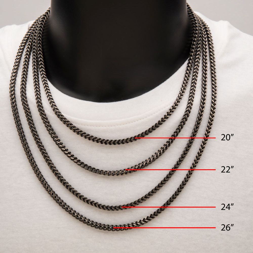 4mm Oxidized Steel Franco Chain Necklace