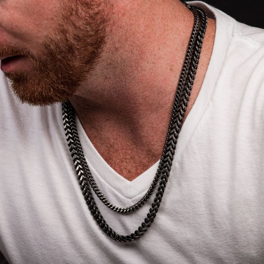 4mm Oxidized Steel Franco Chain Necklace