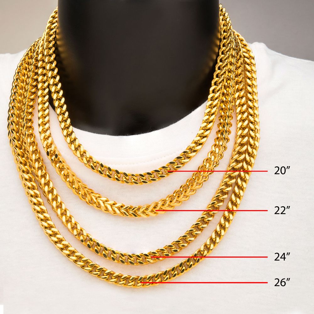 4mm 18Kt Gold IP Franco Chain Necklace