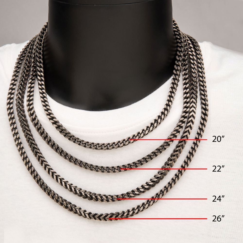 6mm Oxidized Steel Franco Chain Necklace