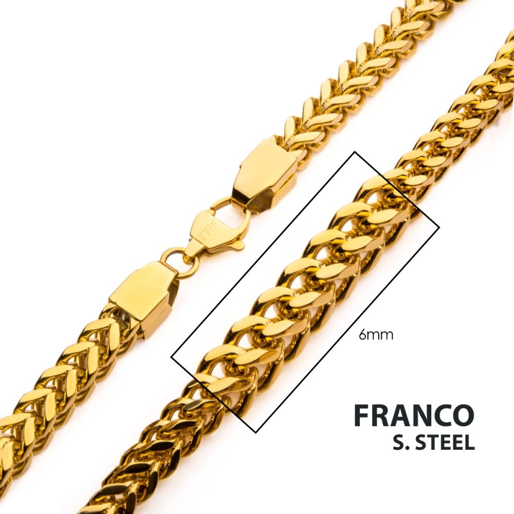 6mm 18Kt Gold IP Franco Chain Necklace