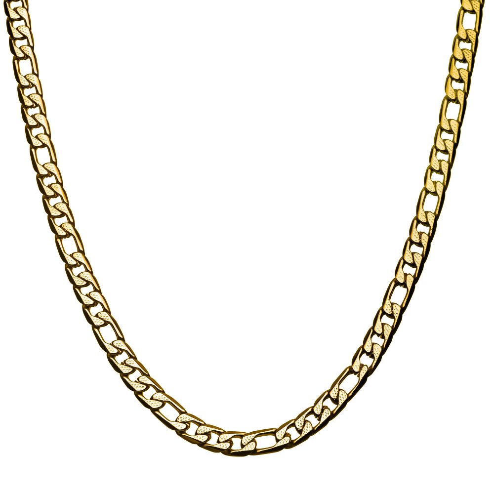 Stainless Steel & Gold IP 7.5mm Figaro Chain Necklace