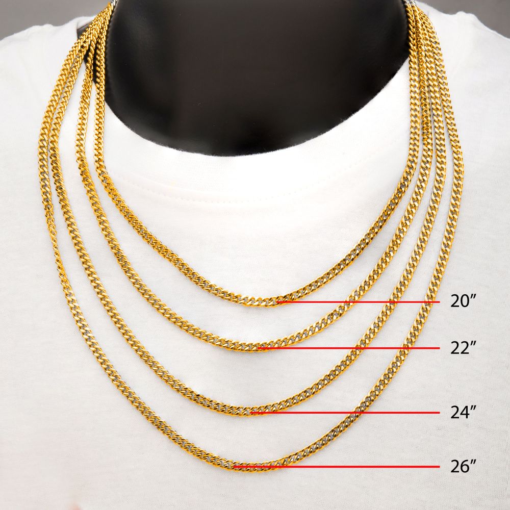 4mm 18Kt Gold IP Diamond Cut Curb Chain Necklace