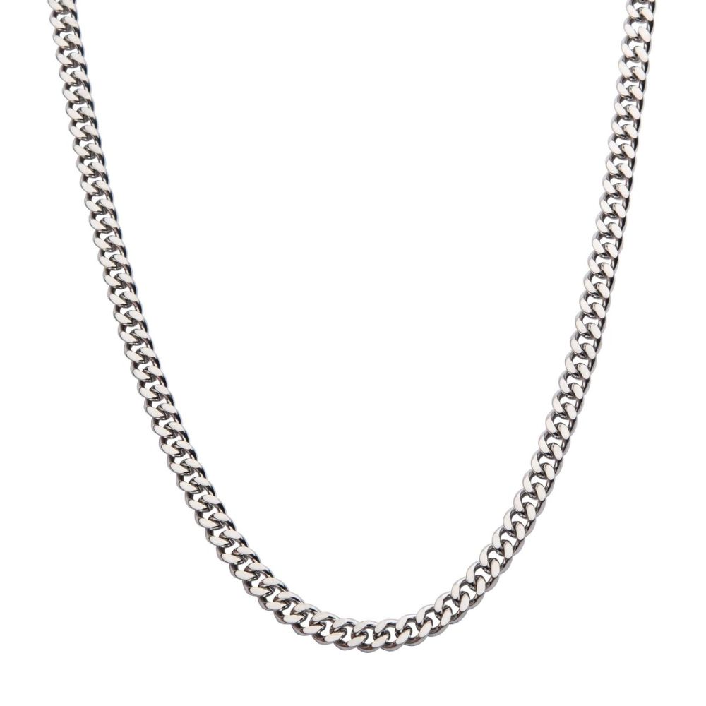 8mm Steel Diamond Cut Curb Chain Necklace