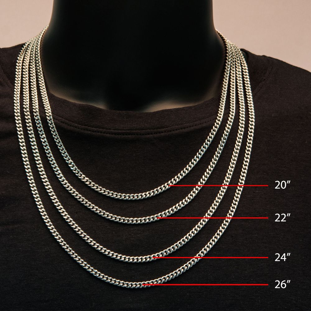 8mm Steel Diamond Cut Curb Chain Necklace