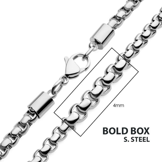 4mm Steel Bold Box Chain Necklace Sale