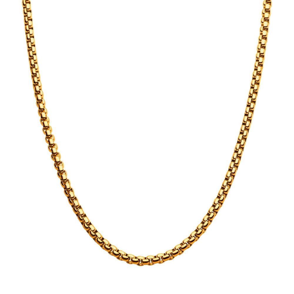 4mm 18Kt Gold IP Bold Box Chain Necklace Sale