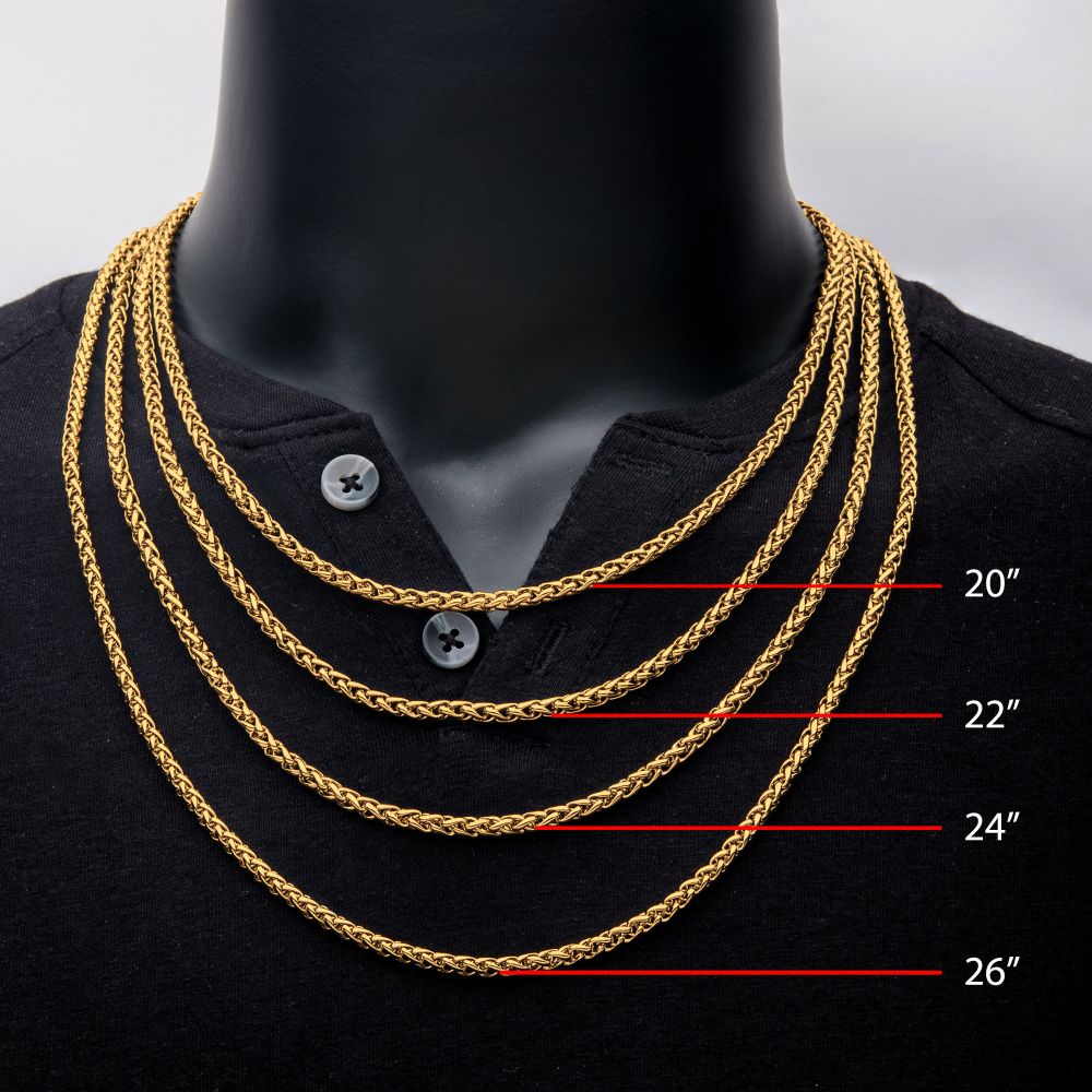 4mm 18Kt Gold IP Wheat Chain Necklace Sale