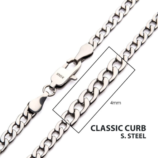 4mm Steel Classic Curb Chain Necklace Sale