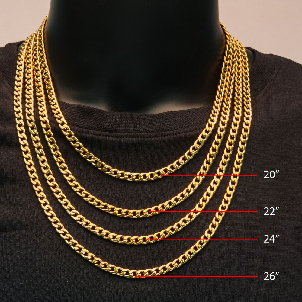 4mm 18Kt Gold IP Classic Curb Chain Necklace