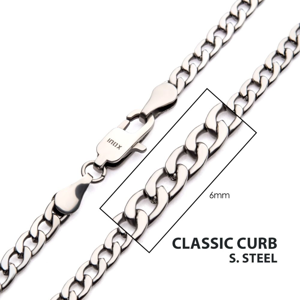 6mm Steel Classic Curb Chain Necklace Sale