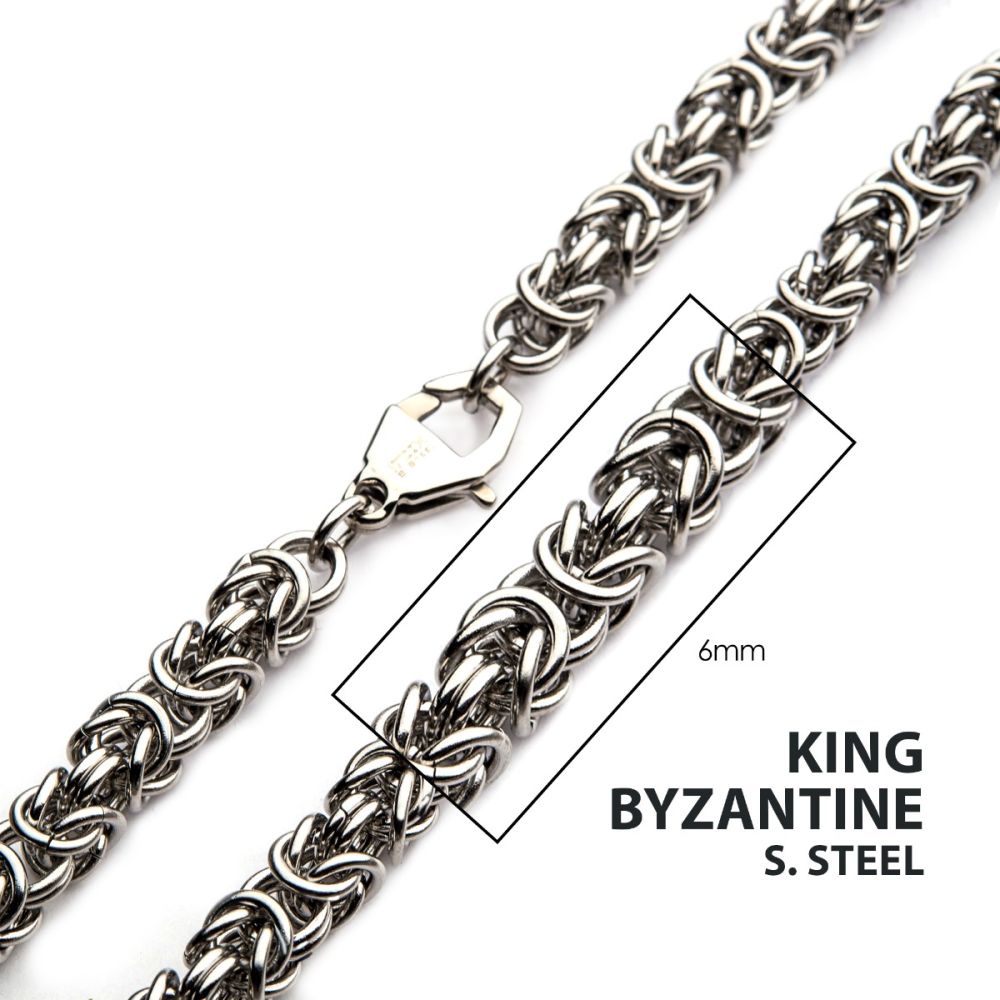 6mm Steel King Byzantine Chain Necklace Sale