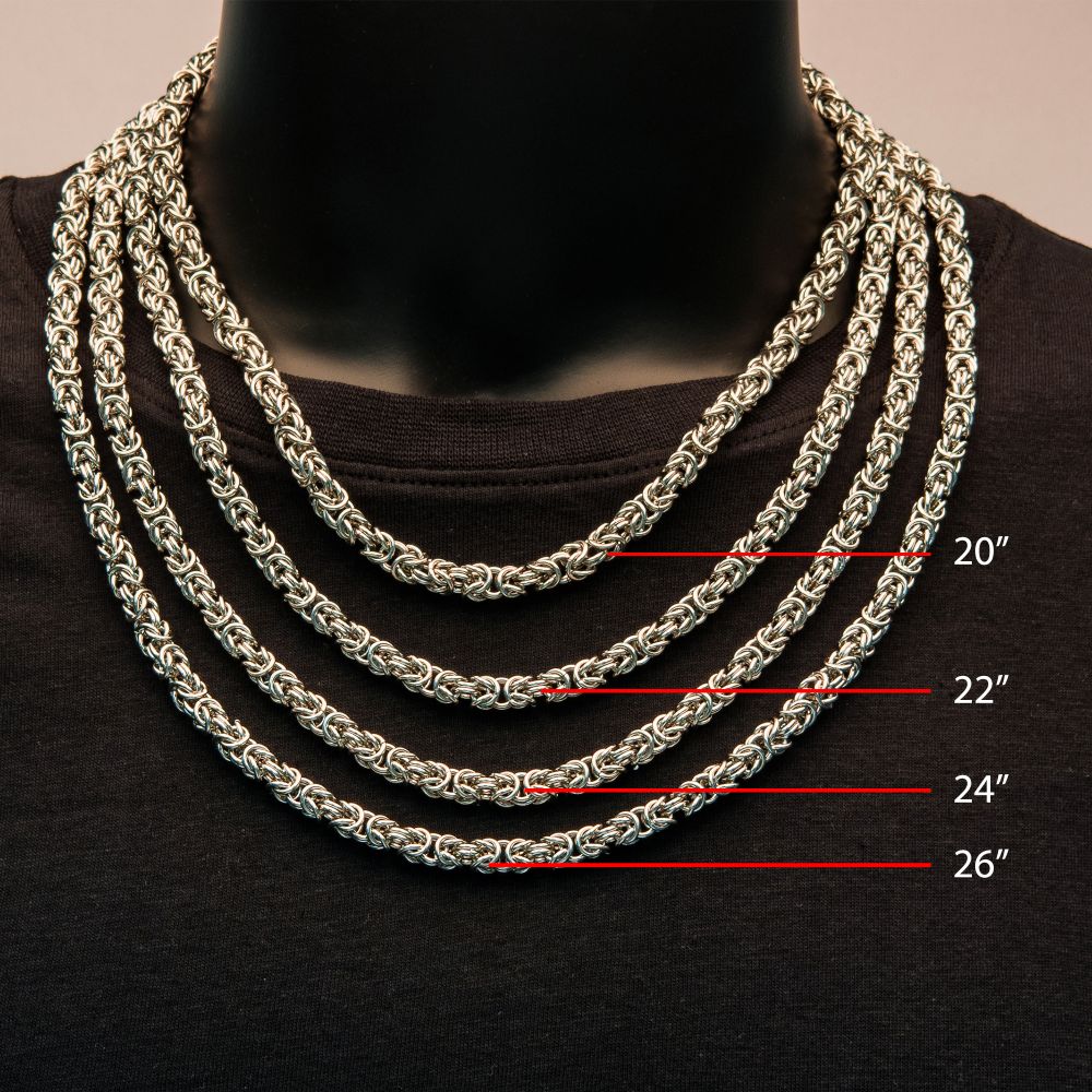 6mm Steel King Byzantine Chain Necklace Sale